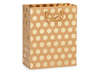 Gold Polka Dots on Kraft Gift Bags Cub 8x4x10"