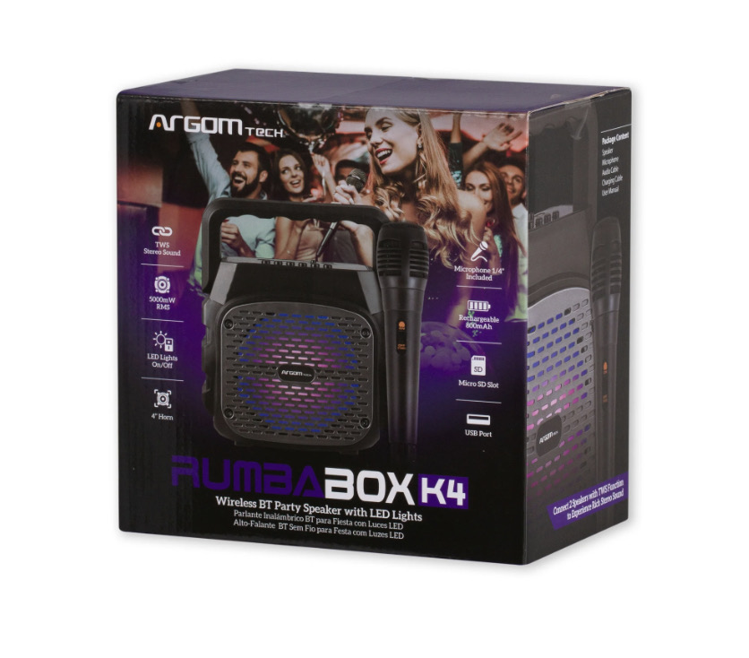 ARGOMTECH RUMBA BOX K4 TWS WIRELESS BT SPEAKER ARG-SP-3010BK