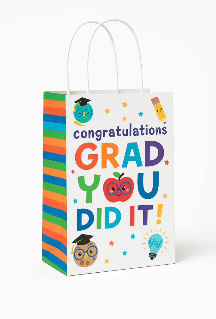 Congrats Grad Fun Kraft Gift Bag 8 Pack