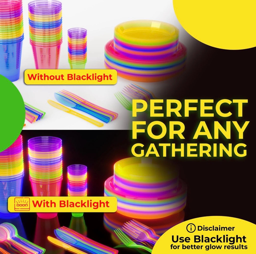 7 In. Neon Assorted Color Plastic Plates | 60 Count